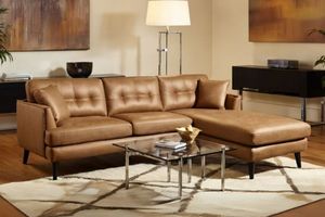 Sofa & Lounge Chairs: BARRET Sectional Air Leather Sofa (Brown)