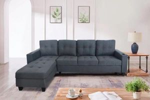 KLARA Reversible Chaise Sectional Sofa (Dark Grey)