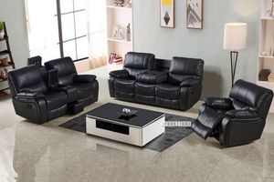 PASADENA Reclining Sofa Range in Air Leather (Black)