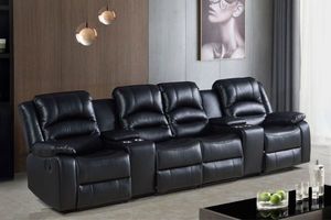 DANISH Home Theatre Air Leather Sofa (Black)