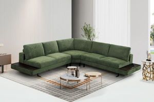 OLSEN Aragon Fabric Corner Sofa (Green)