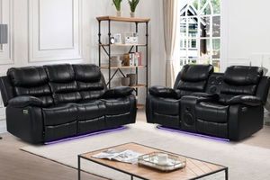 1/2/3 Seat Sofas: MODENA Reclining Sofa Range with LED & Speaker (Black)