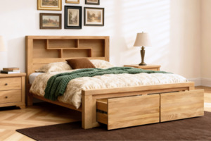 Bedroom: HEYFIELD Solid Oak Bedframe with Storage in Queen/Super King Size
