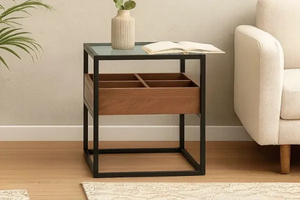 Living: GLACIER 50 Tempered Glass Top Side Table