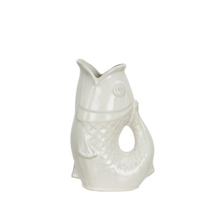 Planters And Vases: Emporium Ceramic Fish Hydra Vase Cream