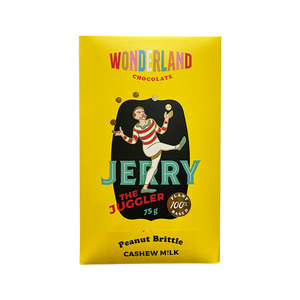 Wonderland Chocolate: Wonderland Jerry the Juggler Peanut Brittle Cashew Milk Chocolate