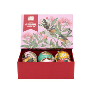 Christmas Tree Decorations: 100% NZ Christmas Baubles Native Birds Set of 6