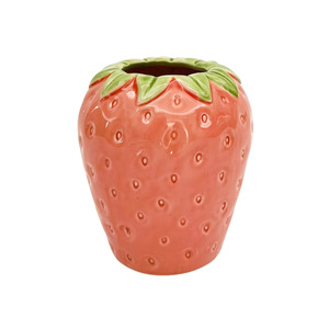 Planters And Vases: Ceramic Strawberry Vase Pink