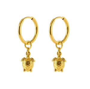 Earrings: Iko Iko Huggie Earrings Turtle Gold