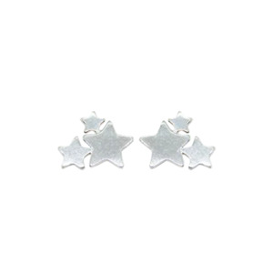 Earrings: Iko Iko Studs Three Star Cluster Silver