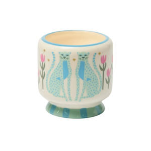 Living: Paddywax Adopo Flower Ceramic Candle Blue Cheetahs Linen & Orris 226g