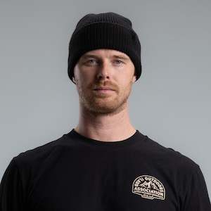 Accessories: Merino 8" Fishermans Rib Beanie BLACK BLACK