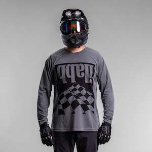 Mountain Bike Mens: Terrain LS Jersey - Morris Flag Unisex CHARCOAL