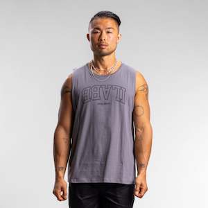 Mens On Sale: Varsity Line Block Tank Unisex GRANITE
