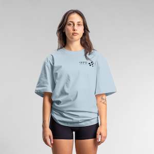 Womens Tees: Checkered Block Tee Unisex Sky