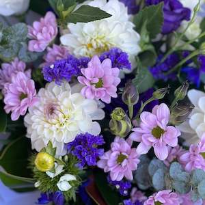 Sympathy: White and Mauve Posy