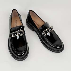 D&J Brogane black patent