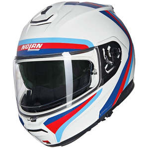 Flip Front Helmets: Nolan N100-6 N-Com Flip Face Helmet - Assoluto white/blue/red