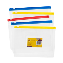 Classroom Essentials: A5 Transparent Zipper Bags - Pack of 5