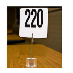 Best Selling: Table Card Holder 4" Alligator clip on Crystal Clear Base
