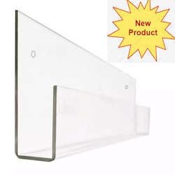 Sign Menu Poster Holders: Wall Mounted 600mm Clear Acrylic U Fold Display Holder