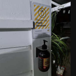 Hand Sanitizer Dispensing Stands: Stainless Steel Wall Mounted Sanitizer Bottle Holder & A5 Useage Sign