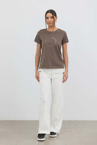 Timer Tee - Walnut with White Print