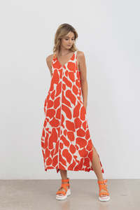 Live Life Reversable Dress - Orange Print