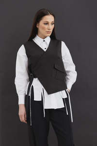 Style X Lab: Reversable Reflection Vest - Black/Pinstripe