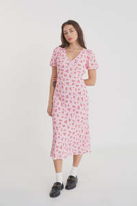 Huffer 1: La Rosa Cleo Midi Dress -Blush Floral