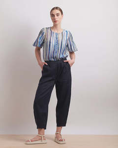 Neris: Draw The Line Blouse - Azure Stripe