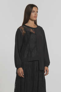 Sigma Lace Insert Top - Black
