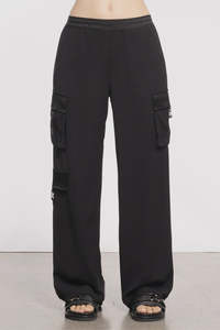 Broadway Cargo Wide Leg Pant - Black