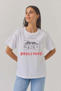 Tuesday Label: Band Tee-White/Boulevard