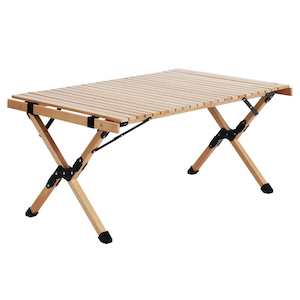 Desks: Gardeon Outdoor Furniture Wooden Egg Roll Picnic Table Camping Desk 90CM