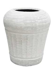 Vases: Whitewash Iron Vase - 47cms