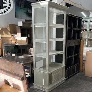 Antiques: French Style Distressed Grey Bookshelf