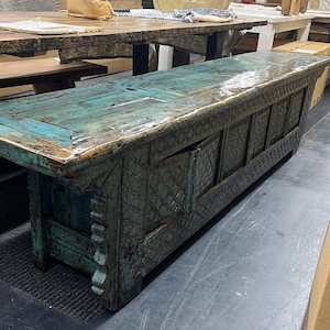 Antiques: Blue Antique Low Cabinet C.1920