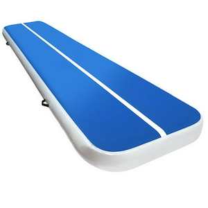 Sports And Fitness: 4m x 1m Inflatable Air Track Mat 20cm Thick Gymnastic Tumbling Blue And White