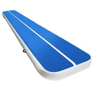 Sports And Fitness: 5m x 1m Inflatable Air Track Mat 20cm Thick Gymnastic Tumbling Blue And White