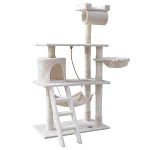 Pet Care: i.Pet Cat Tree 141cm Trees Scratching Post Scratcher Tower Condo House Furniture Wood Beige