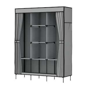 Home And Garden: Artiss Clothes Wardrobe Closet Storage Large Portable Organiser with Shelf Grey