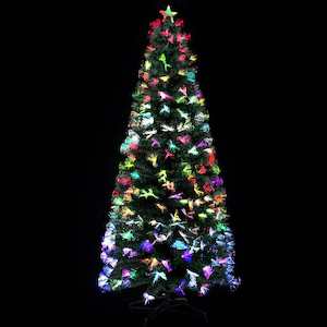 Festive Goods: Jingle Jollys Christmas Tree 1.8M 6FT LED Xmas Multi Colour Lights Optic Fibre