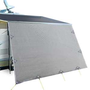 3.7M Caravan Privacy Screens 1.95m Roll Out Awning End Wall Side Sun Shade