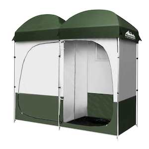 Outdoor Equipment And Tools: Weisshorn Double Camping Shower Toilet Tent Outdoor Portable Change Room Green