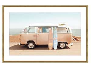 Assorted Furniture: VW Beach Trip Print in Wooden Frame