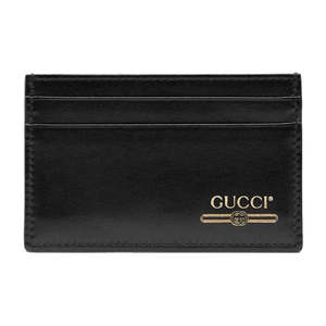Accessories: Gucci Leather Card Case with Gucci Logo (4 Card Slot) Black