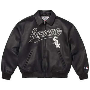 Supreme x Chicago White Sox Leather Varsity Jacket 'Black'