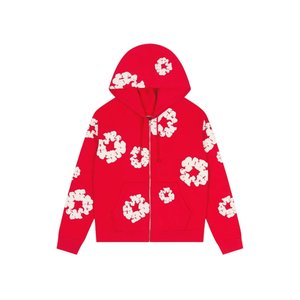 Denim Tears Cotton Wreath Zip Hoodie Red