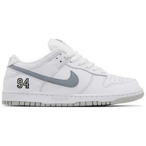 Nike Dunk Low: Nike SB Dunk Low Supreme 94 White Metallic Silver